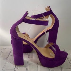 COPY - FSJ Purple Platform Suede Heels